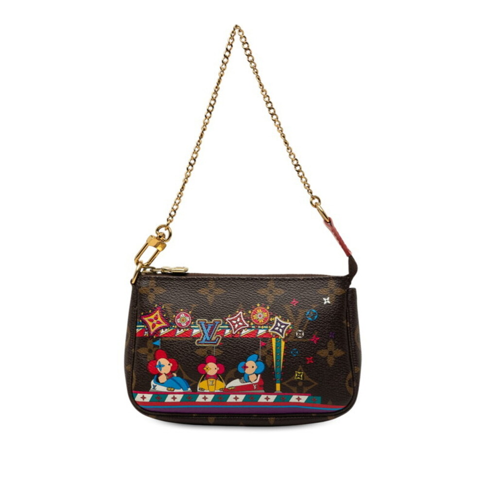 Louis Vuitton Monogram Vivienne Mini Pochette Accessoires Handbag Chain Go-Ka...